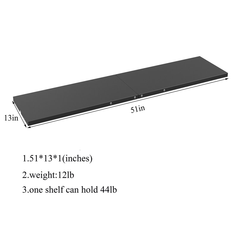 Rebrilliant Black Metal Laminate Shelf Set, 51”*13”*1” For Horizontal